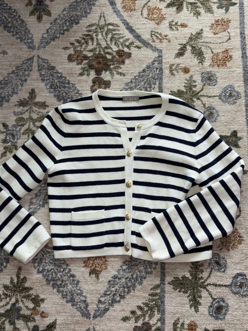 J. Crew Navy & White Striped Cardigan Jacket